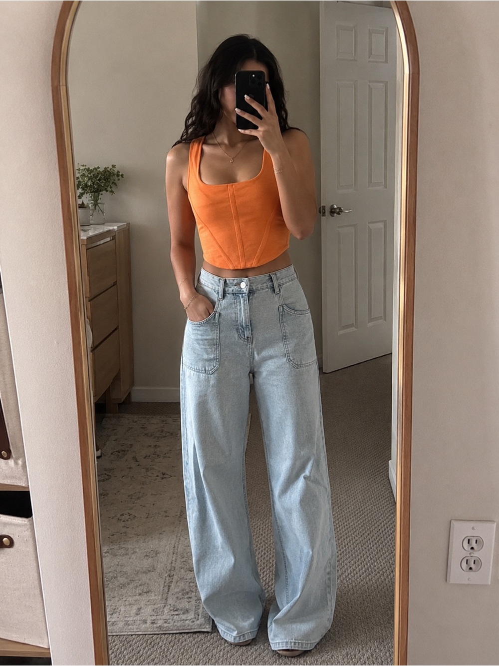 House of Harlow 1960 Orange Knit Corset Crop Top XS